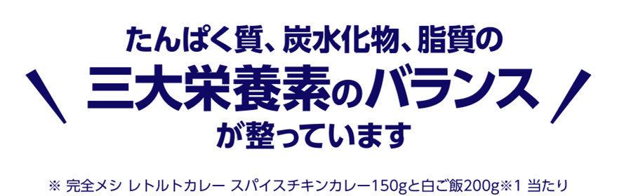 たんぱく質、炭水化物、脂質の三大栄養素のバランスが整っています