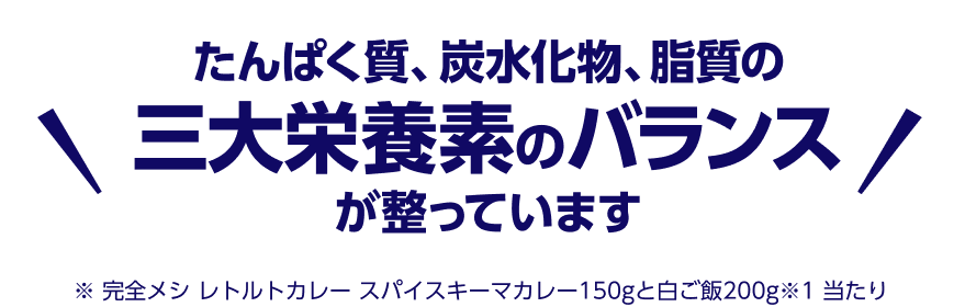 たんぱく質、炭水化物、脂質の三大栄養素のバランスが整っています